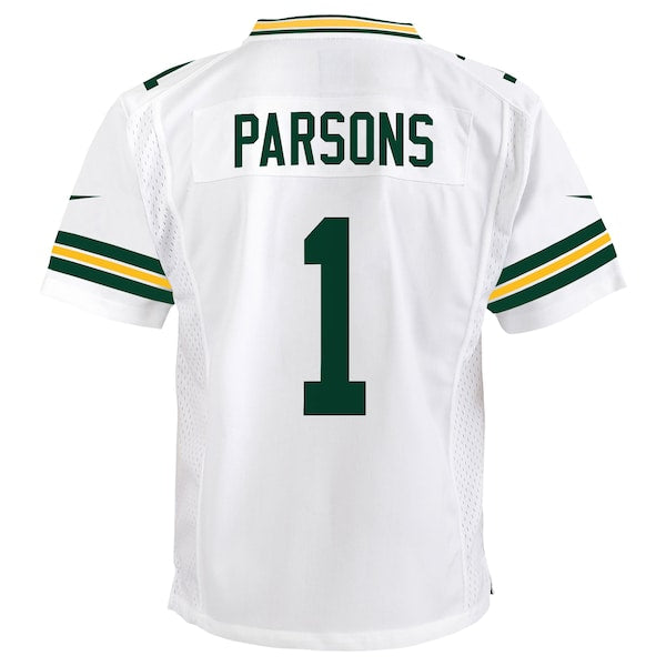 Micah Parsons Green Bay Packers Nike Youth White Game Jersey - White/Green - Image 4