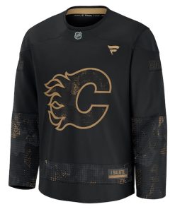 Alternative view of Calgary Flames  2024 Military Appreciation Personalized Long Sleeve Practice Jersey - Black