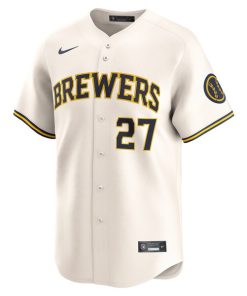 Alternative view of Willy Adames Milwaukee Brewers Nike Home Limited Player Jersey - Cream