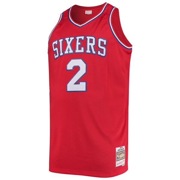 Moses Malone Philadelphia 76ers 1982/83 Big & Tall Hardwood Classics Swingman Jersey - Red - Image 2