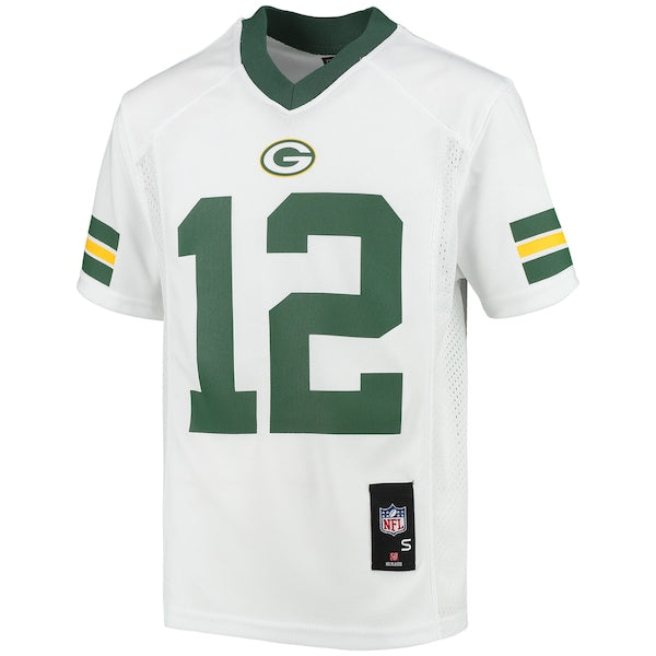 Aaron Rodgers Green Bay Packers Youth Replica Player Jersey - White/Green - Image 3