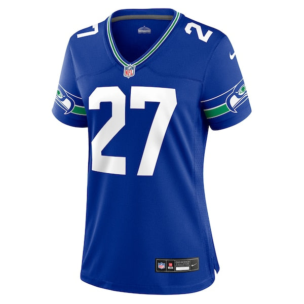 Tariq Woolen Seattle Seahawks Nike Women's Throwback Player Game Jersey - Royal/Navy/Neon Green - Image 4