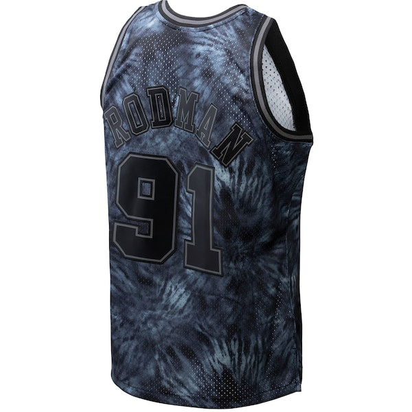 Dennis Rodman Chicago Bulls Hardwood Classics 1995/96 Tie-Dye Swingman Jersey - Black - Image 4