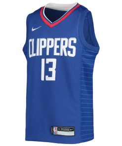 Alternative view of Paul George LA Clippers Nike Youth 2021/22 Diamond Swingman Jersey - Icon Edition - Royal