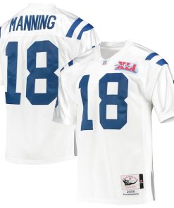 Alternative view of Peyton Manning Indianapolis Colts 2006 Authentic Throwback Retired Player Jersey - White/Royal
