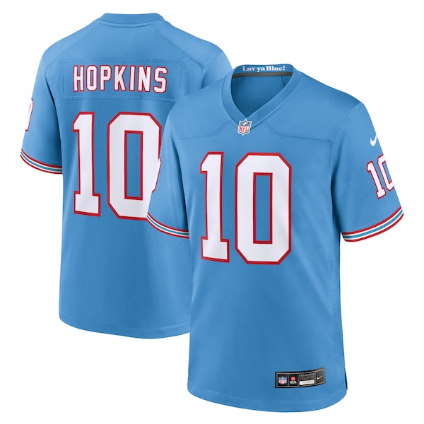 DeAndre Hopkins Tennessee Titans Nike Oilers Throwback Player Game Jersey - Light Blue/Navy/White - Image 7