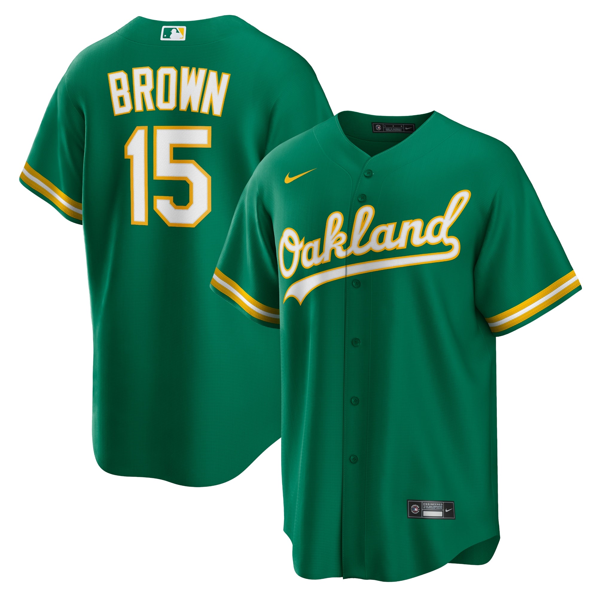 Seth Brown Oakland Athletics Nike Home Replica Jersey - White/Kelly Green - Image 5