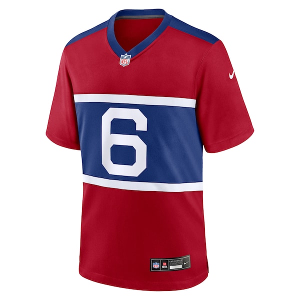 Jaxson Dart New York Giants Nike Alternate Century Red Game Jersey - Red/Royal - Image 4