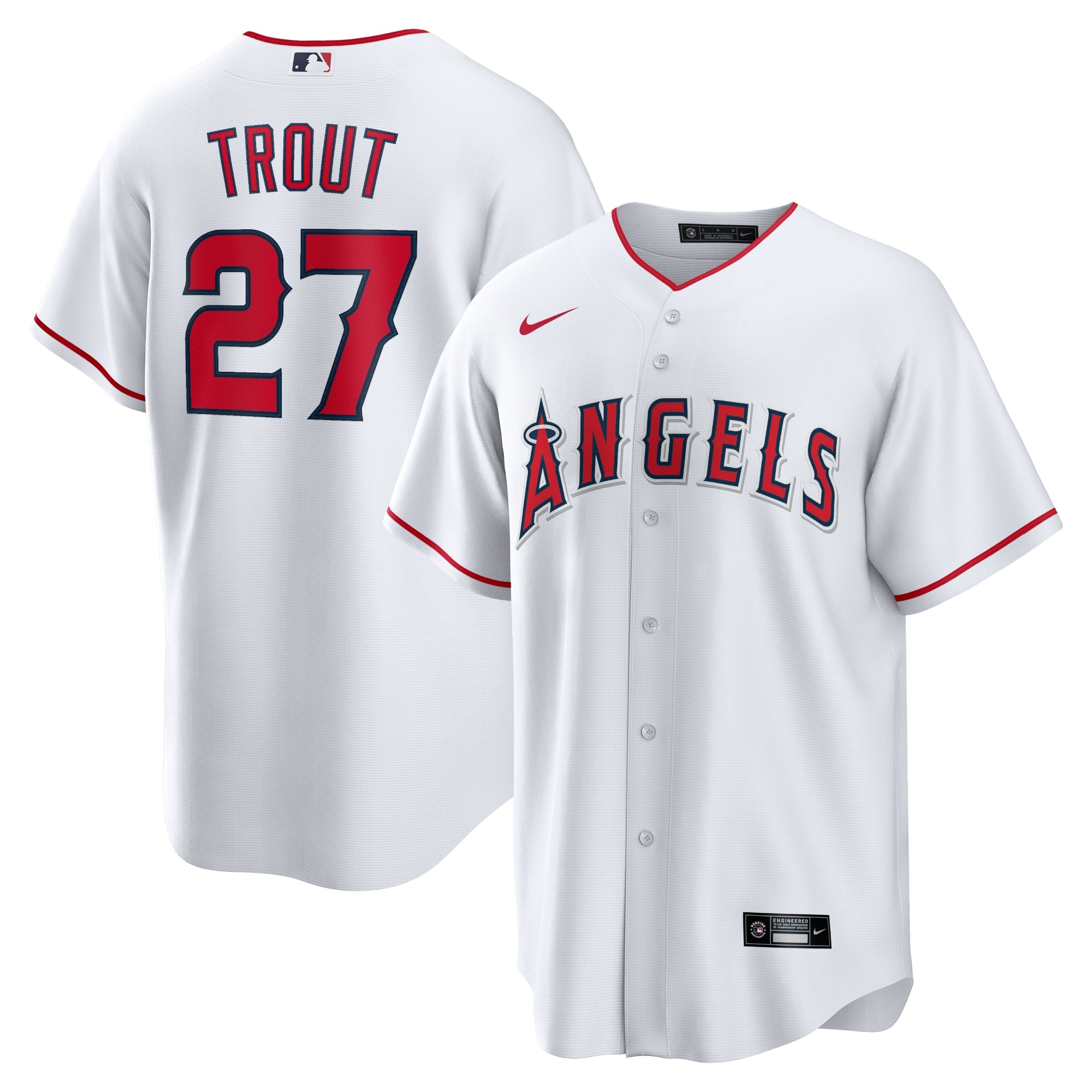 Mike Trout Los Angeles Angels Nike Alternate Replica Player Name Jersey - Red/Silver/White - Image 6