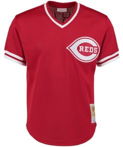 Alternative view of Barry Larkin Cincinnati Reds Cooperstown Collection Mesh Batting Practice Button-Up Jersey - Red