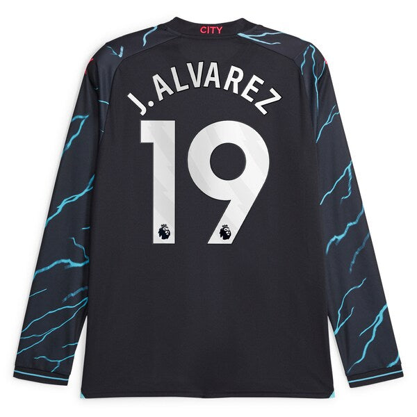 Juli¨¢n ¨¢lvarez Manchester City Puma 2023/24 Third Replica Long Sleeve Player Jersey - Navy - Image 3