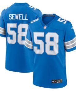 Alternative view of Penei Sewell Detroit Lions Nike Game Jersey - Blue/Black