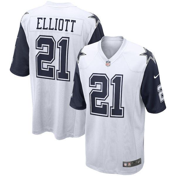 Ezekiel Elliott Dallas Cowboys Nike Alternate Game Jersey - White/Navy - Image 4