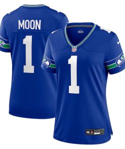 Alternative view of Warren Moon Seattle Seahawks Nike Women's Throwback Retired Player Game Jersey - Royal/Navy