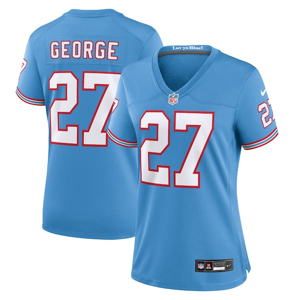 Eddie George Tennessee Titans Nike Women's Oilers Throwback Retired Player Game Jersey - Light Blue/Navy - Image 2