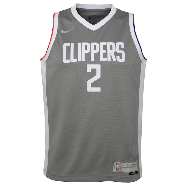 Kawhi Leonard LA Clippers Nike Youth 2020/21 Swingman Player Jersey Gray - Earned Edition - Image 2