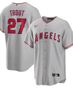 Mike Trout Los Angeles Angels Nike Road Replica Player Name Jersey - Silver/Red/White
