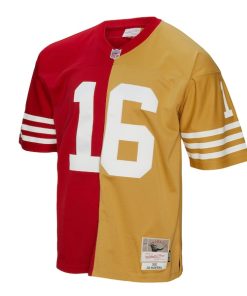 Alternative view of Joe Montana San Francisco 49ers 1990 Split Legacy Replica Jersey - Scarlet/Gold