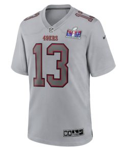 Alternative view of Brock Purdy San Francisco 49ers Nike Super Bowl LVIII Atmosphere Fashion Game Jersey - Gray