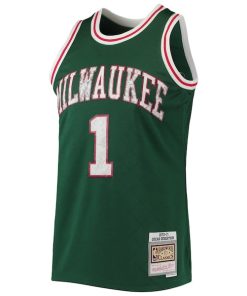 Alternative view of Oscar Robertson Milwaukee Bucks 1996/97 Hardwood Classics NBA 75th Anniversary Diamond Swingman Jersey - Green