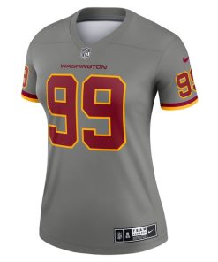 Alternative view of Chase Young Washington Football Team Nike Women's Inverted Legend Jersey - Gray