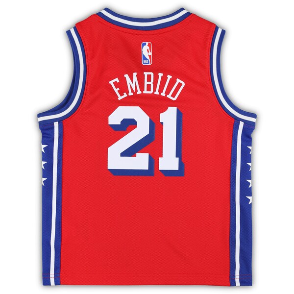 Joel Embiid Philadelphia 76ers Jordan Brand Preschool 2022/23 Replica Jersey - Statement Edition - Red - Image 3