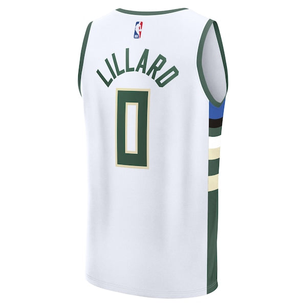 Damian Lillard Milwaukee Bucks Fast Break Replica Player Jersey - Association Edition - White - Image 3