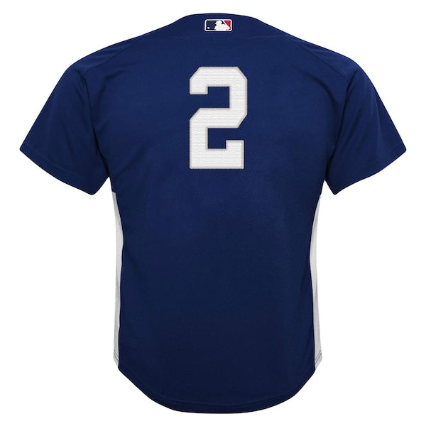 Derek Jeter New York Yankees Youth Team Cooperstown Collection Mesh Batting Practice Jersey - Navy - Image 2