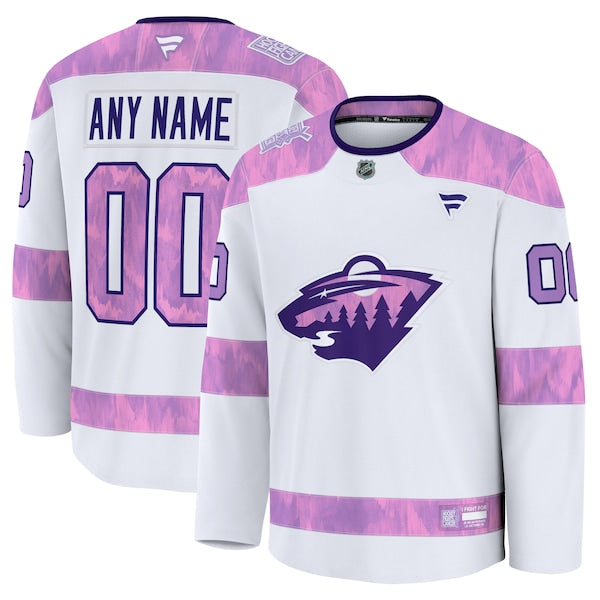 Minnesota Wild 2024 Hockey Fights Cancer Custom Practice Jersey - White