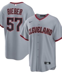 Shane Bieber Cleveland Guardians Nike Road Replica Jersey - Gray/White