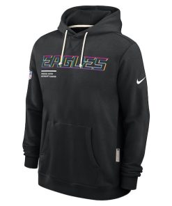 Alternative view of Philadelphia Eagles Nike 2025 NFL Crucial Catch Sideline Standard Issue Dri-FIT Hoodie - Black