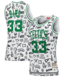 Larry Bird Boston Celtics Women's 1985 Doodle Swingman Jersey - White