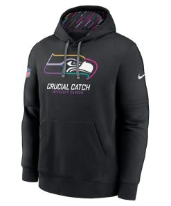Alternative view of Seattle Seahawks Nike 2024 NFL Crucial Catch Club Pullover Hoodie - Black