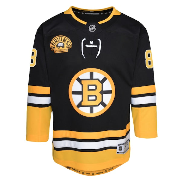 David Pastrnak Boston Bruins Youth 100th Anniversary Premier Player Jersey - Black - Image 2