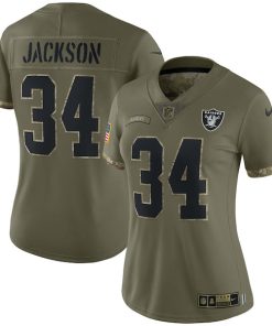 Bo Jackson Las Vegas Raiders Nike Women's 2022 Salute To Service Retired Player Limited Jersey - Olive