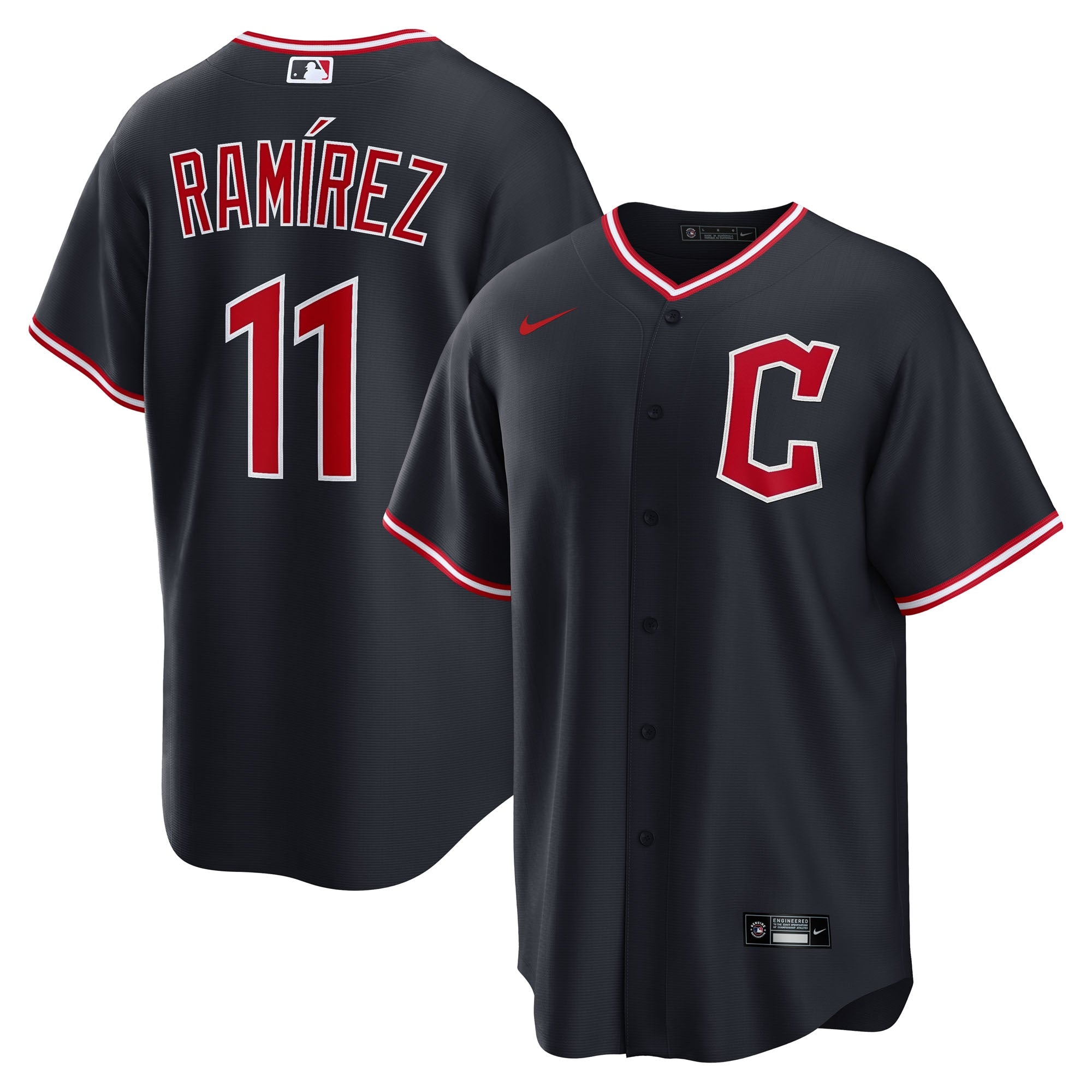 Jos¨¦ Ram¨ªrez Cleveland Guardians Nike Alternate 2 Replica Jersey - Red/Navy - Image 4