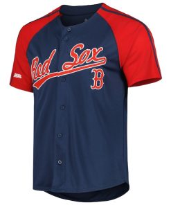 Alternative view of Boston Red Sox Stitches Button-Down Raglan Fashion Jersey - Navy