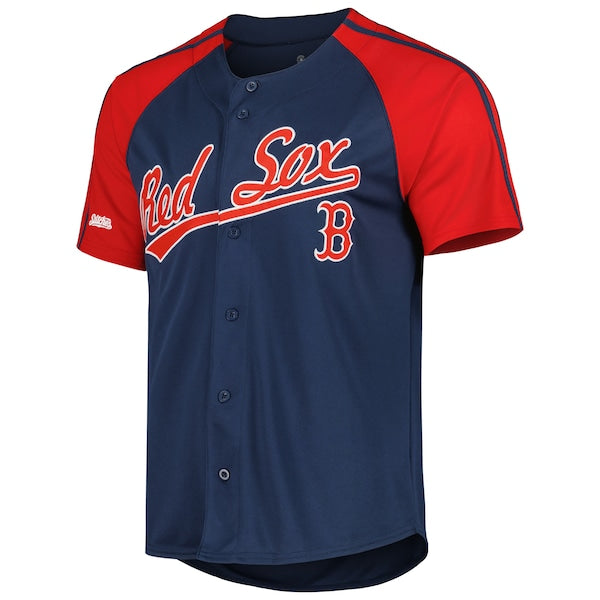 Boston Red Sox Stitches Button-Down Raglan Fashion Jersey - Navy - Image 2