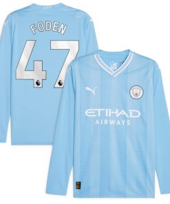 Phil Foden Manchester City Puma 2023/24 Home Replica Long Sleeve Player Jersey - Sky Blue