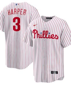 Alternative view of Bryce Harper Philadelphia Phillies Nike Home Replica Player Name Jersey - White/Cream/Red