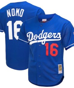 Hideo Nomo Los Angeles Dodgers  Cooperstown Collection Mesh Batting Practice Button-Up Jersey - Royal