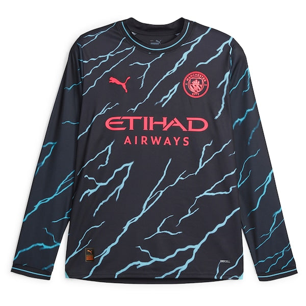 Kevin De Bruyne Manchester City Puma 2023/24 Third Long Sleeve Replica Player Jersey - Navy - Image 2