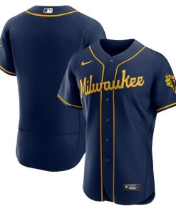 Milwaukee Brewers Nike Alternate Authentic Team Logo Jersey - Navy