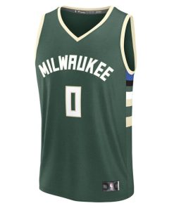 Alternative view of Damian Lillard Milwaukee Bucks  Youth Fast Break Replica Player Jersey - Icon Edition - Hunter Green