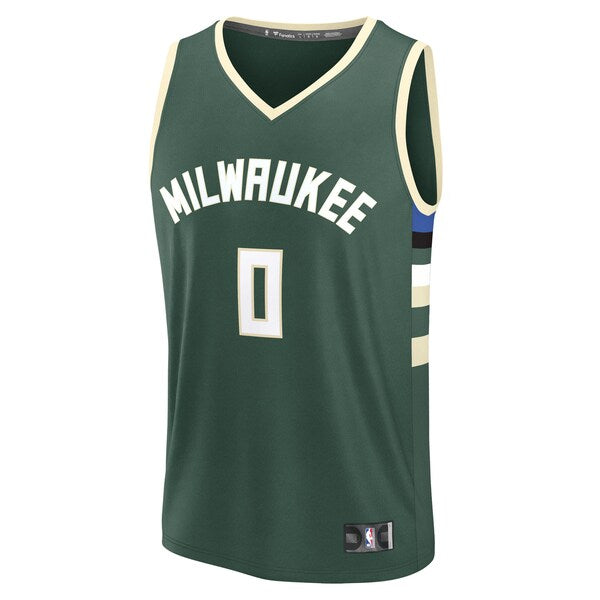 Damian Lillard Milwaukee Bucks Youth Fast Break Replica Player Jersey - Icon Edition - Hunter Green - Image 2