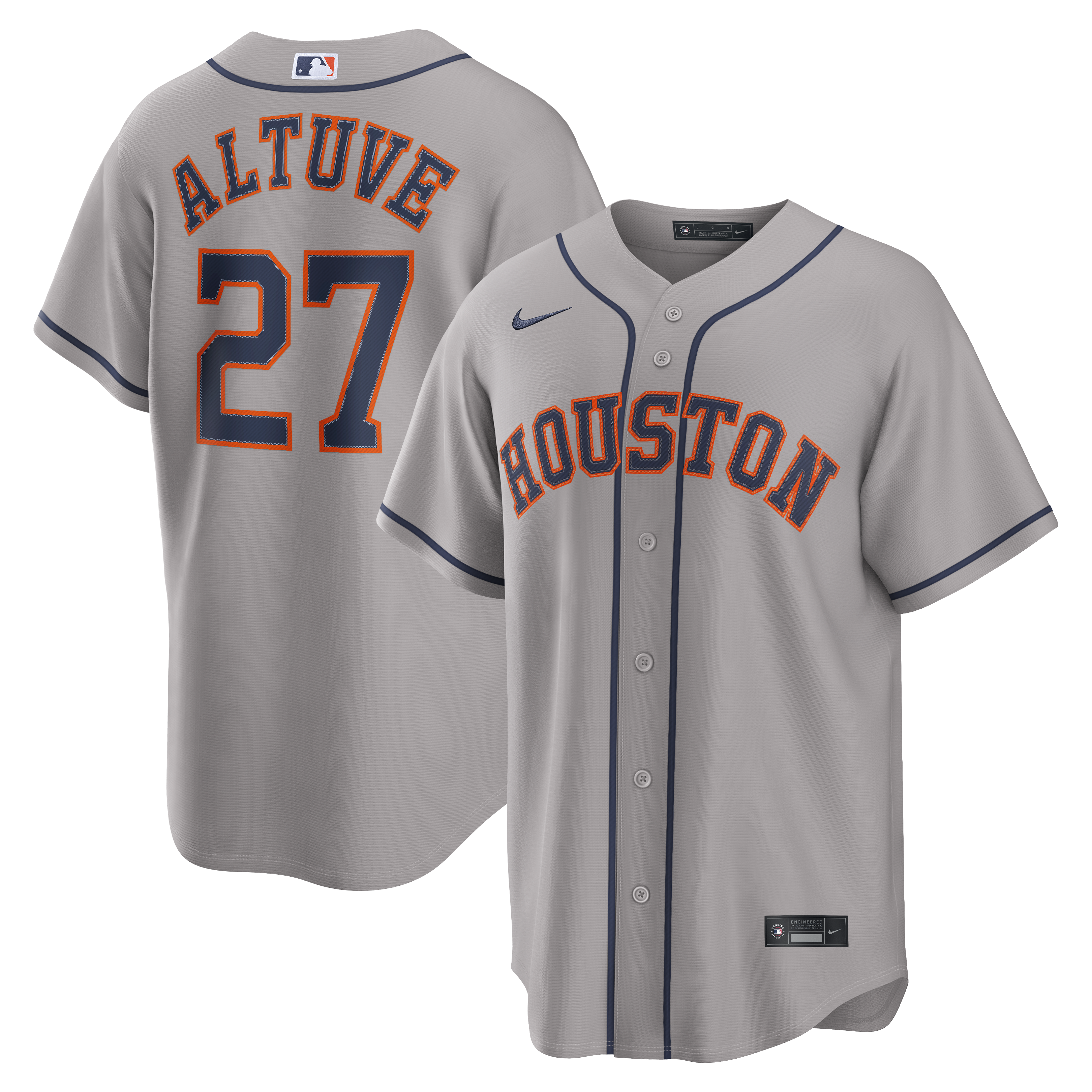 Jose Altuve Houston Astros Nike Alternate Replica Jersey - Orange/Gray - Image 6