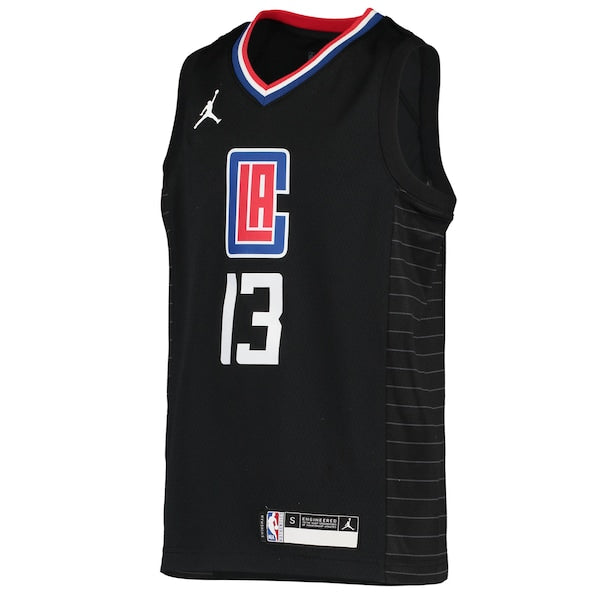 Paul George LA Clippers Jordan Brand Youth 2020/21 Swingman Player Jersey - Black - Statement Edition - Image 2