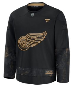 Alternative view of Detroit Red Wings  2024 Military Appreciation Practice Jersey - Black