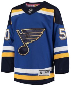 Alternative view of Jordan Binnington St. Louis Blues Youth Home Premier Player Jersey - Blue