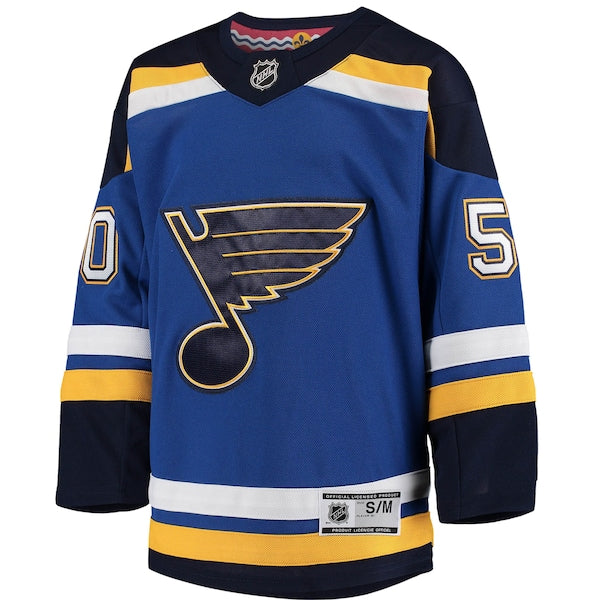 Jordan Binnington St. Louis Blues Youth Home Premier Player Jersey - Blue - Image 2